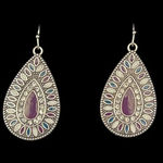 New! Purple White Blue Rhinestone Boho Teardrop Earrings 1 Pair Purple Photo 0