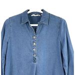 Soft Surroundings HUTTON Tencel Popover Denim Chambray Button Back Small Photo 1