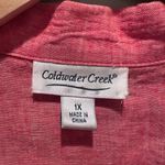 Coldwater Creek  Salmon Pink Sleeveless Button Up Blouse 100% Linen Size 1X Photo 2