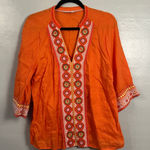 Boden woman's white embroidered 3/4
Sleeve orange Size undefined Photo 0