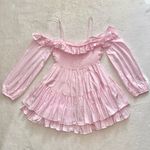 Love Shack Fancy  Pink Ruffle Mini Dress Photo 6