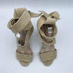 Raye Revolve x Mia Heel Nude Nubuck Suede Strappy Wrap Wood Block Heel Beige 7.5 Photo 11