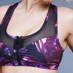 PopFlex Women’s Floral Mesh Padded Sports Bra Size 8 Zip front Black Photo 1