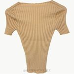 Sézane NWT  Remy Merino Ribbed Knit Short Sleeve Top | Sz Small | Light Beige Photo 10