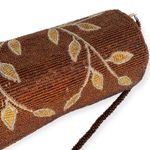 American Vintage Vintage 90s Lynne Jerome Floral Beaded Crossbody Purse 100% Silk Lined | Brown Photo 2