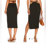 We Wore What  Cut Out Midi Skirt Jersey Knit Black Stretchy Tie Strappy Bodycon Photo 1