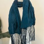 Oscar de la Renta Oscar Del Renta Elegant Blue Scarf with Fringe Photo 5