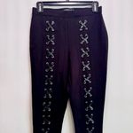 Romeo + Juliet Couture Crisscross Lace Front Black Trousers Dress Pants Size S Photo 1