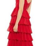 Mac Duggal Tiered Ruffle Empire Waist Chiffon Gown in Red Size US 4 Photo 1
