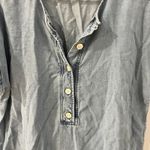 J. Crew Blue Chambray Denim Top Women's Size XS Quarter Button Detail Sleeve Photo 3