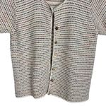 Croft & Barrow Vintage Crochet Knit Cream Short Sleeve Button Up Top Sz Small Photo 6