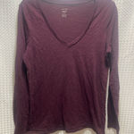 Aerie Women's V-Neck Long Sleeve Top - Maroon Photo 0