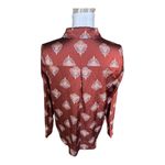 Pleione Brown Floral Print Blouse Size S Button Down Photo 1