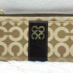 Coach Julia Khaki Brown Op Art Slim Zip Wallet Photo 0