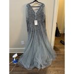 Mac Duggal NWT  20295‎ Embellished Long Sleeve A Line Gown Platinum Size 16 Photo 3