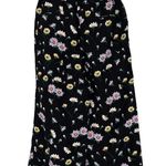 Loft Black Floral Linen Blend Wide Leg Pants Sz M Photo 3