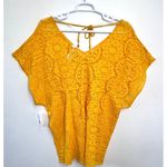 Sunshine 79 Womens Crochet Oversize Yellow Top V Photo 2