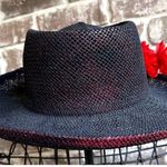 Scala VTG The  Collection Black Straw Weave Hat Flower Embellishments Cru… Photo 5
