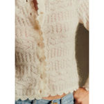 Sézane NWT Sezane Varda Sweater Cardigan Gilet Ecru M Alpaca Merino Wool Crochet Soft Photo 1