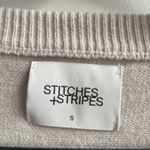 STITCHES + STRIPES Women's Striped Crewneck Sweater Size S Light Gray Green Knit Photo 3