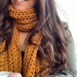 Mustard Pom Knit Scarf Yellow Photo 2