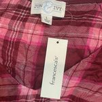 Jun & Ivy Francesca’s  burgundy pink plaid v-neck peplum blouse top NWT large Photo 5