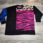 Torrid Patchwork Animal Print Sweater Pink Blue Leopard Tiger Stripes 3X 383 Photo 3