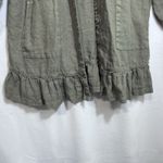 J. Jill Pure Jill Olive Green Linen Open Front Cardigan Coatigan Ruffle Size M Size M Photo 6
