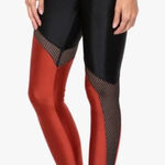 Koral  Venus High-Rise Colorblock Mesh Performance Sprint Leggings Black Red S‎ Photo 0