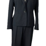 Kasper Women’s 2 Piece Pant Suit 1 Button Classic Notch Lapel Black Plus Size 16 Photo 0