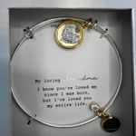 Stainless Steel You are Loved Cubic Zirconia Heart Bangle Bracelet Photo 1