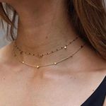 14K Gold Plated Dainty Star Choker Necklace, Adjustable, New Photo 9