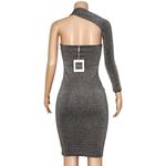 ALIEVA Dasha Modern Midi Dress, Silver, XS Gray Photo 7