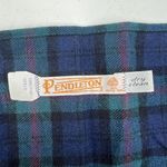 Pendleton VTG Plaid Virgin Wool Scarf Green Black Official Tartan Fringe FLAWS Photo 6