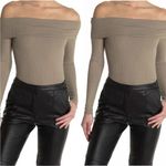 Afrm Ribbed Off Shoulder Bodysuit Size M Thong Long Sleeve Tan Size M Photo 1