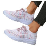 KNIT LACE‎ UP SNEAKERS PASTEL COLOR DETAILS PINK WHITE WOMEN'S SIZE 8.5 Photo 0