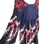 Free People  Free Falling Tapestry Dress Sz S Navy Red Boho Indie‎ Sleeze Photo 3