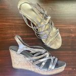 Solanz Metallic Strappy Wedge Sandals  Photo 0