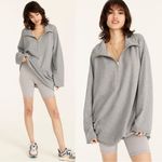 J.Crew • University Terry Long Half-zip Tunic sweatshirt pullover heathered grey Photo 1