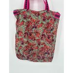 America & Beyond Floral Boho Shoulder Zip Tote Bag Purse Green Pink Photo 3