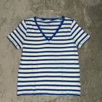 J.Crew Shirt Womens Medium Blue White Stripe T Shirt Tee Casual Preppy Nautical Photo 1