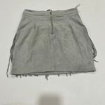 Angel Biba  Fringe Mini Skirt Size 8 | Gray Faux Suede Western Boho Festival Skir Photo 1