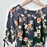 Justify  | Peach Black Floral Smocked Tie Sleeve On Off Shoulder Blouse | Medium Photo 1