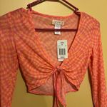 l*space L* Cover Up Bandera Top Sheer Mesh Tie Front Pink/Orange Size XS Photo 8