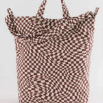 Baggu  DUCK BAG TOTE MAROON TRIPPY CHECKER CREAM CHECKERED PATTERN PRINT Photo 0