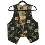 Vintage Floral Tapestry Vest Buttonless Waistcoat Sleeveless Petite Black Size undefined Photo 0