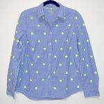 Boden The Classic shirt Button Down long sleeve woman size 6 Petite neon sequin Blue Photo 0
