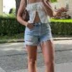 Black Heart Stretchy Low Rise Denim Shorts Embroidered Patches Size 9 Light Wash Photo 10