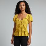 Line and Dot  Crepe Elena Front Ruffle Back Smocked Detail Coquette Top Medium Photo 12