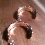 Diamond Cut Ion Plated Rose Gold Stainless Steel Half Hoop Earrings Photo 5